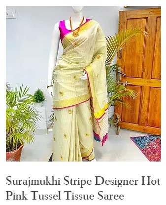 Surajmukhi hot pink tussel tissue saree